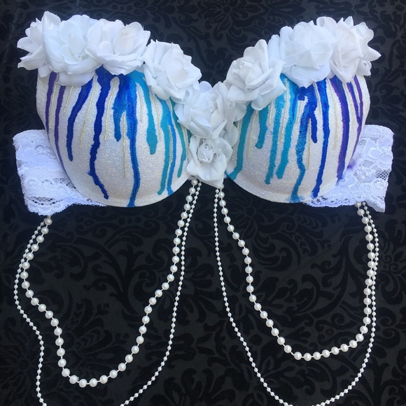 Other - White and blue rave bra